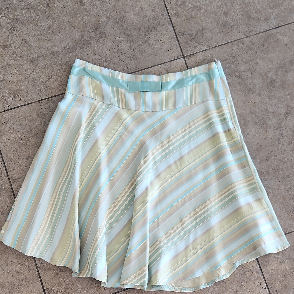 Arden B Light Blue, Cream & Pale Green Striped Skater Skirt